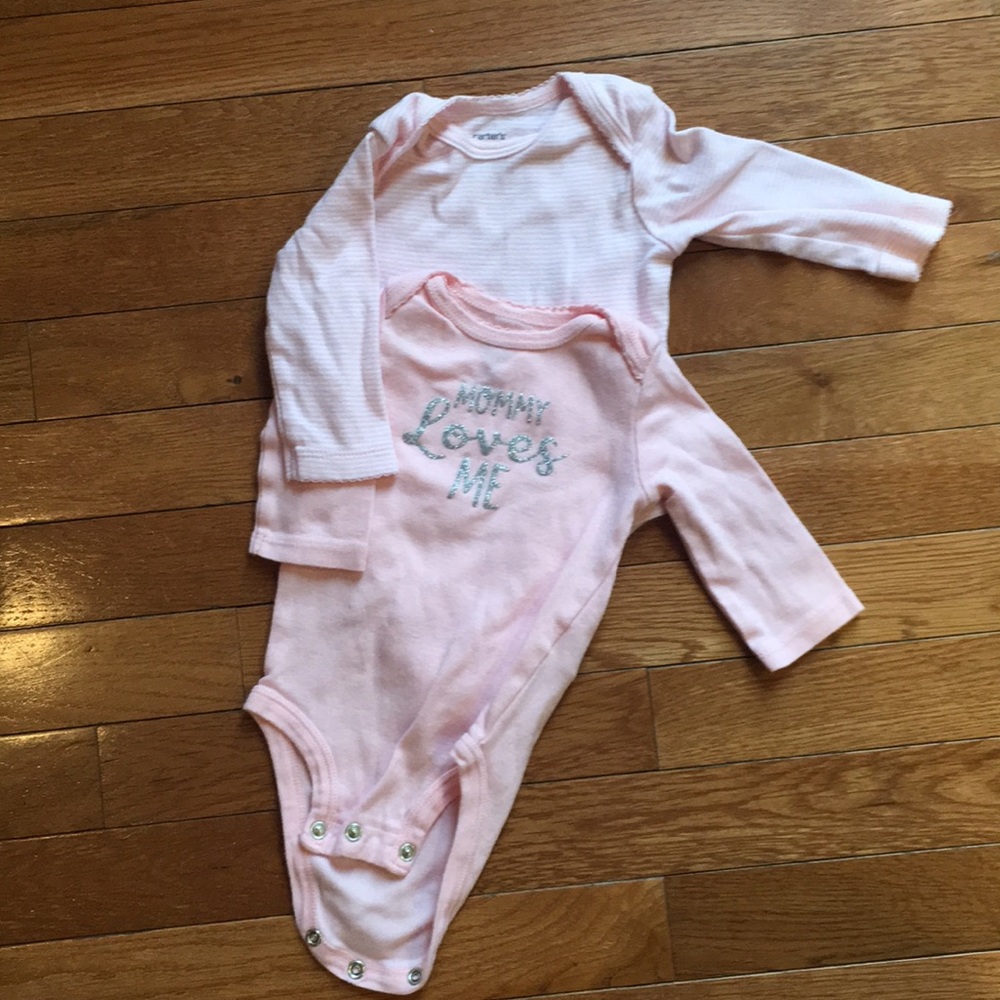 Two Carters long sleeve pink onesies.